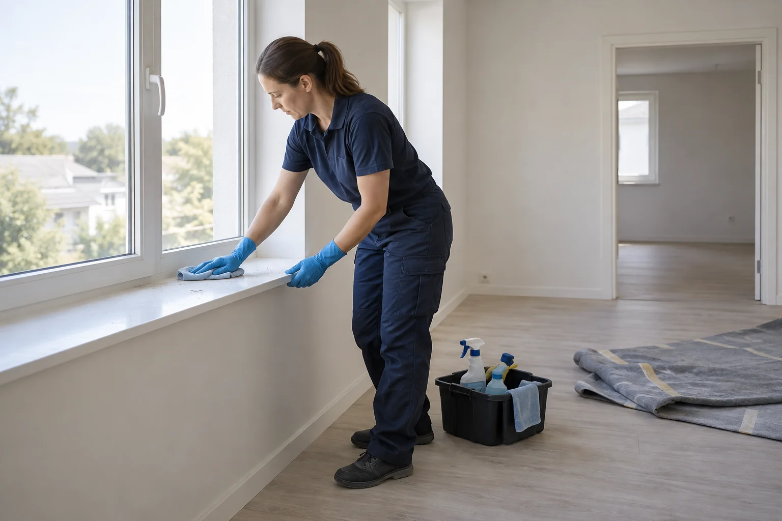 Grundig rengøring af vindueskarm efter renovering